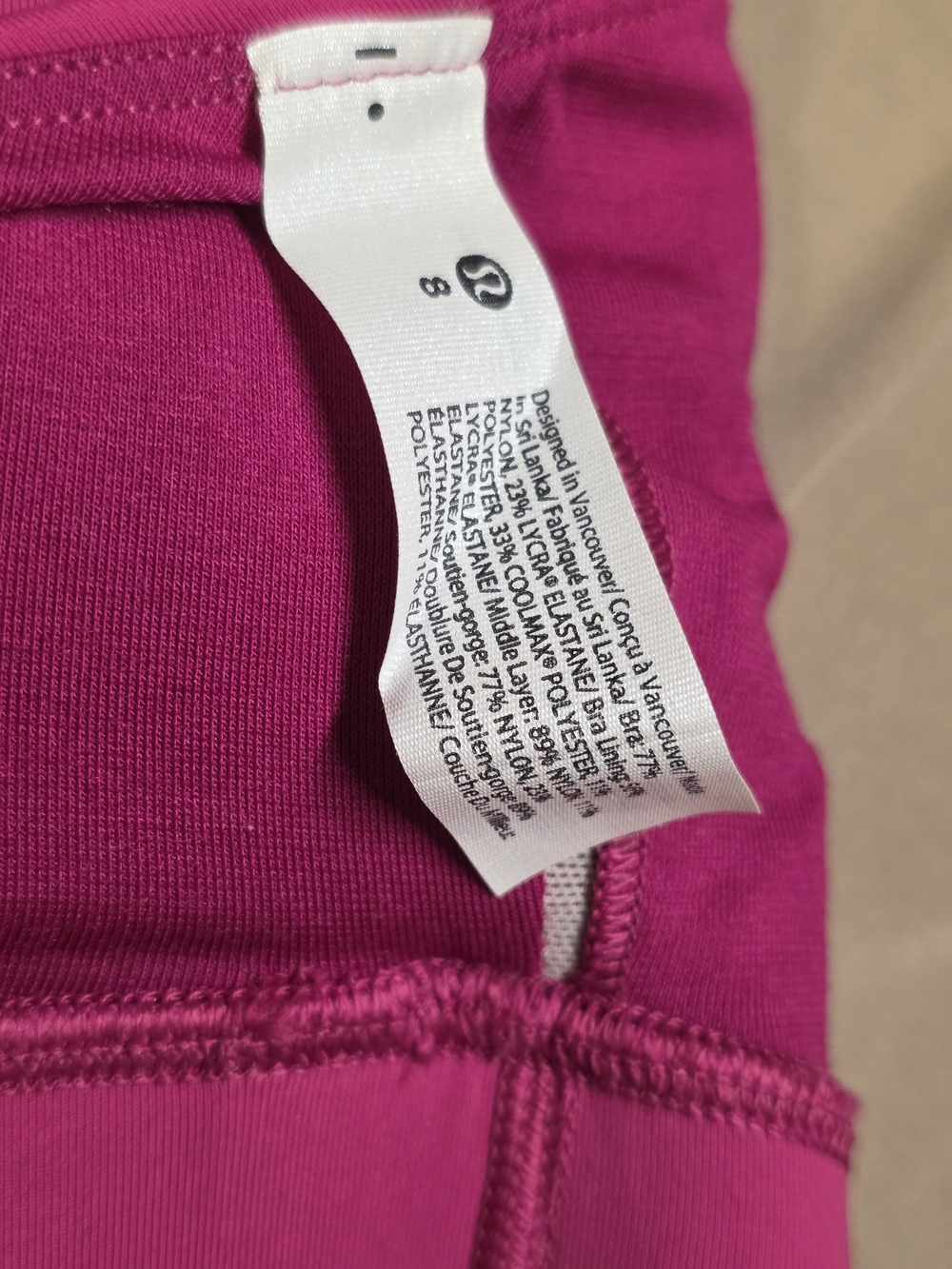 NWOT Lululemon Energy Bra Medium Support B–D Cups - Ripened Raspberry Size 8 - Picture 7 of 8